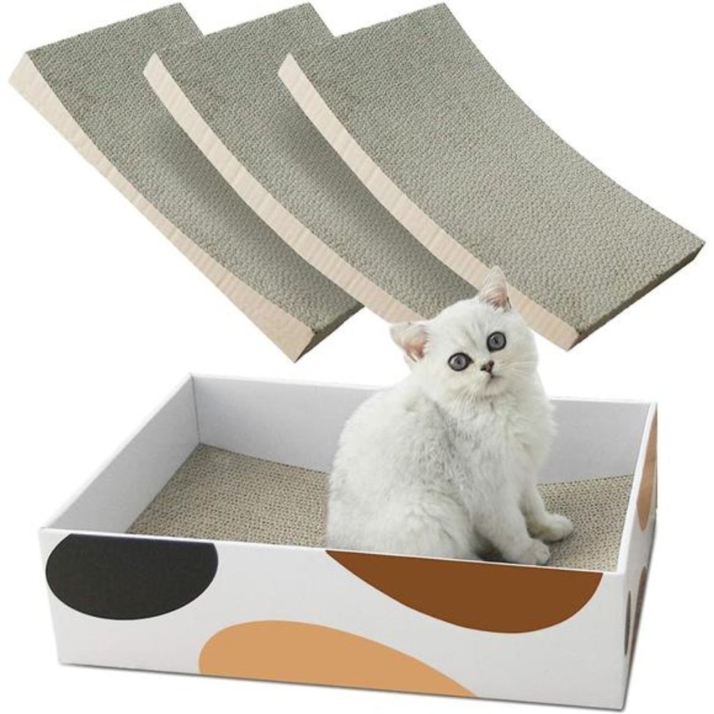 Cat Scratching Pad, Concave Cat Scratcher Cardboard, Durable 3 in 1 Corrugated